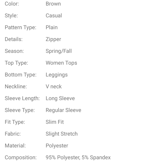 🍂🤎 SHEIN 2XL Brown Asymmetrical Zipper Top With Leggings Set 🤎🍂 - Picture 7 of 7